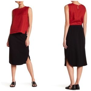 Eileen Fisher Curved Hem Black Jersey Skirt 529
